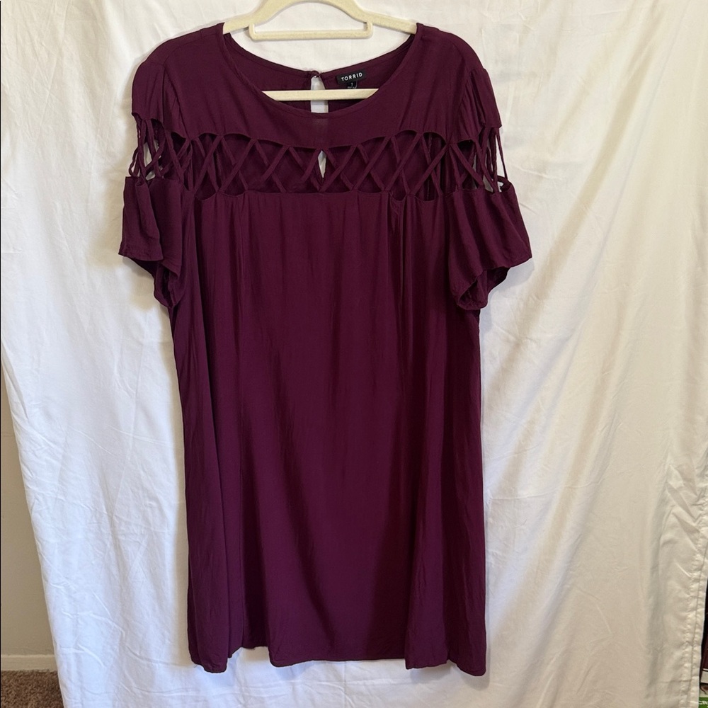 Torrid Deep Burgundy Tunic/dress with Cut-Out Sleeves Plus Sz 1 Elegant Feminine